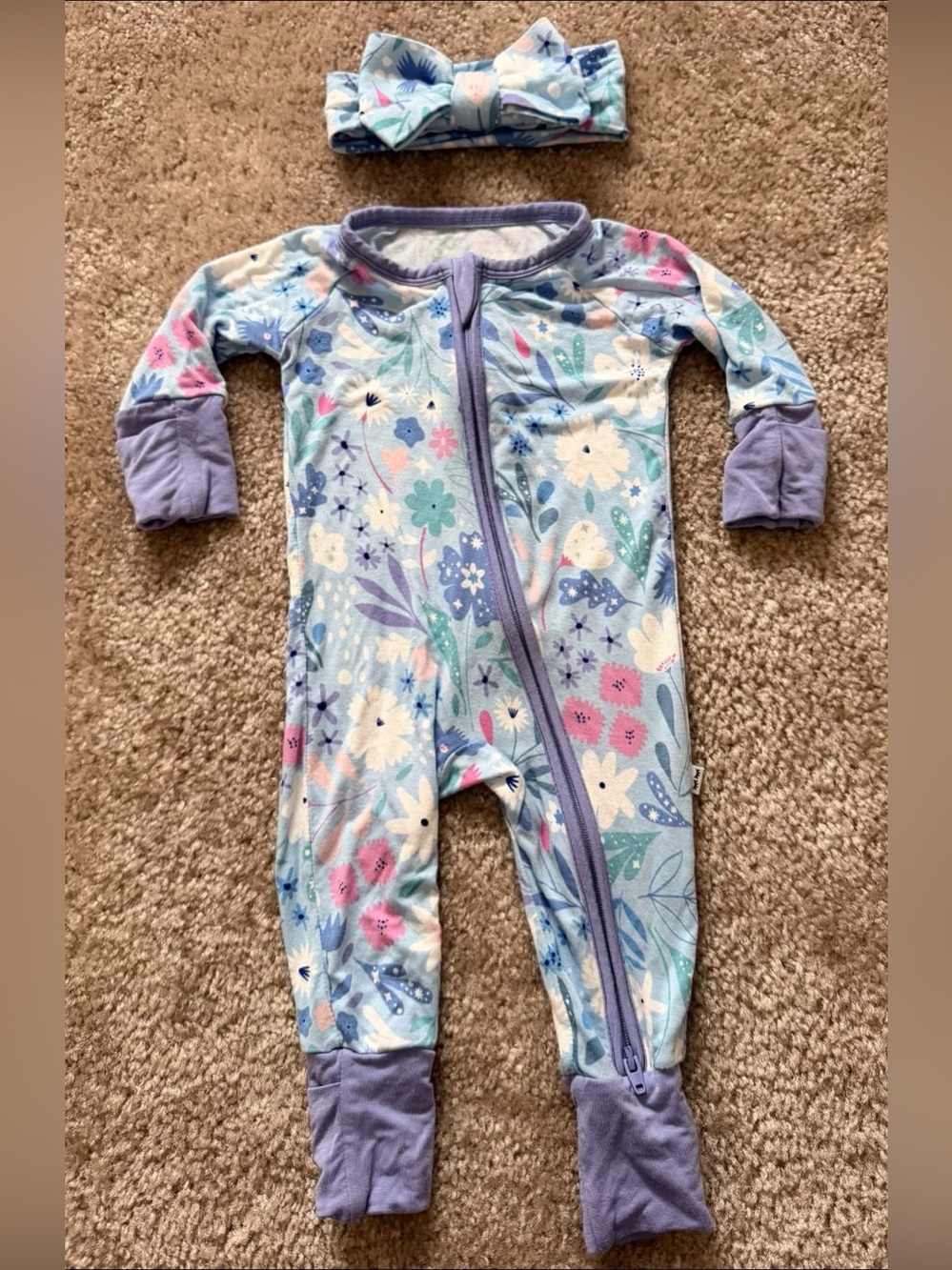 Little Sleepies Newborn zippy + bow